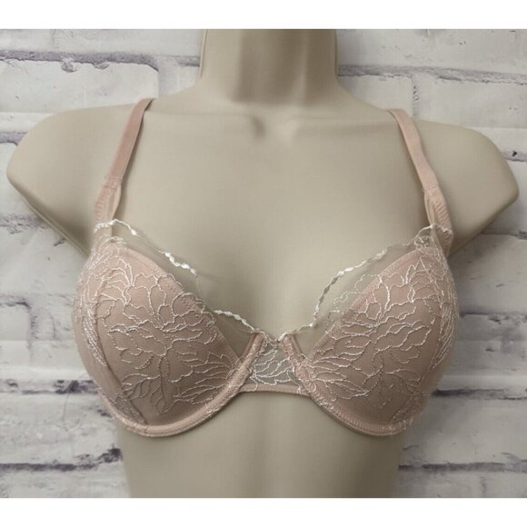 Natori Bra Size‎ 32D Ethereal Bra Cameo Rose Warm White Demi Cup 722167 Sexy - Picture 1 of 10
